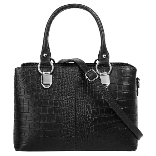 Umhängetasche CLUTY, Damen, Gr. B/H/T: 24cm x 16cm x 7cm onesize, schwarz, Leder, Taschen, echt Leder, Made in Italy