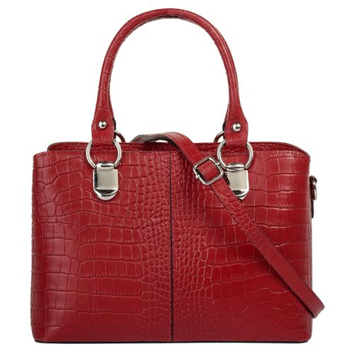 Umhängetasche CLUTY, Damen, Gr. B/H/T: 24cm x 16cm x 7cm onesize, rot, Leder, Taschen, echt Leder, Made in Italy