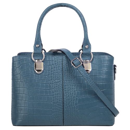 Umhängetasche CLUTY, Damen, Gr. B/H/T: 24cm x 16cm x 7cm onesize, blau, Leder, Taschen, echt Leder, Made in Italy