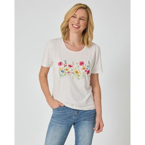 Shirt mit Blumendruck und Stickerei