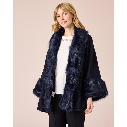 Cape mit Webpelzbesatz