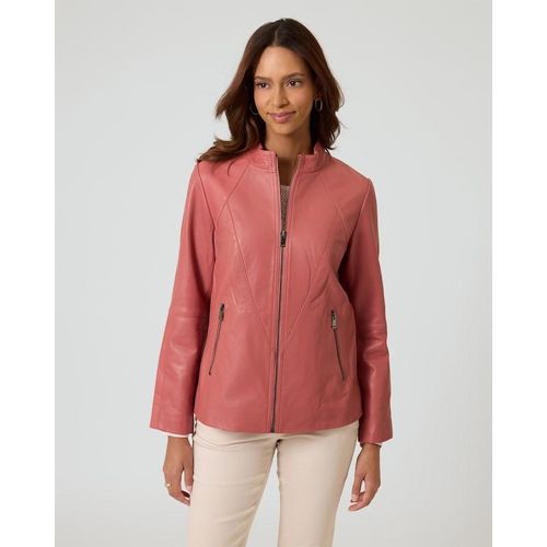 Lederjacke mit bedrucktem Futter