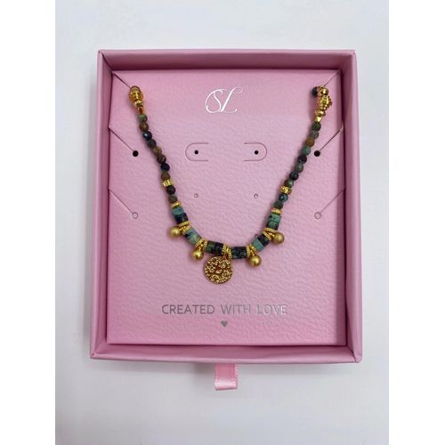 Smashed Lemon 64060 groene getinte kwartsen kralen ketting