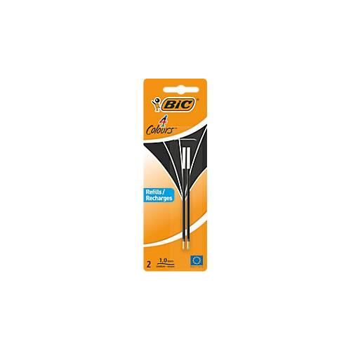 BIC 4 Colours Original Nachfüllminen, mittlere Spitze, Schwarz, 2er Pack