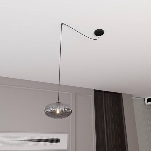 Hängelampe Origo, Ø 30 cm, rauchgrau/schwarz, dezentral