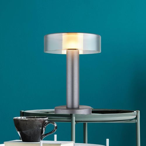 LED-Tischlampe Grant, Höhe 31 cm, rauchgrau, Metall