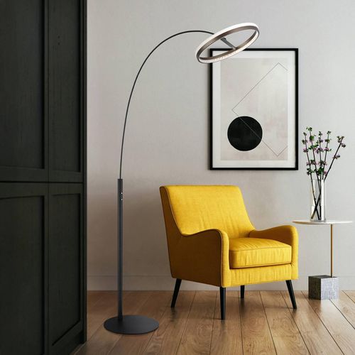 LED-Stehlampe Della, Höhe 190 cm, schwarz/dunkelgrau, Metall