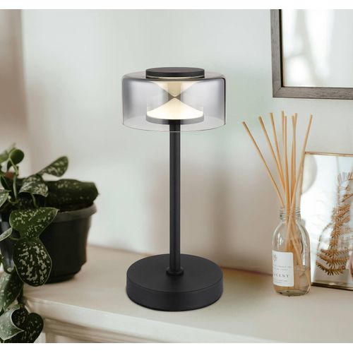 LED-Tischleuchte Belinda, rauchgrau, Höhe 33 cm, Metall