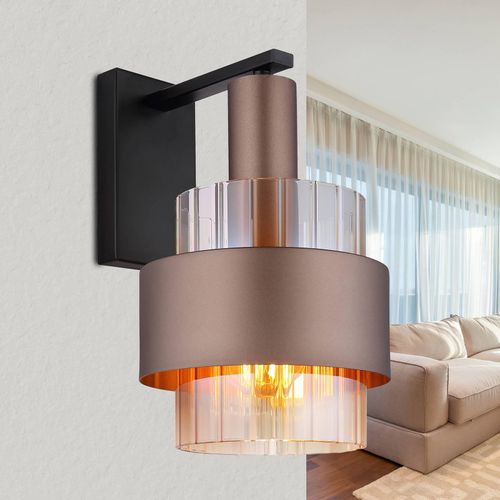 Wandlampe Milley, Höhe 30 cm, bronzefarben, Metall