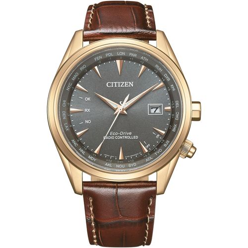 Funkuhr CITIZEN, braun, Armbanduhren, Herren, Armbanduhr, Herrenuhr, Solar, Edelstahlarmband, Saphirglas, Datum