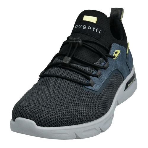 Slip-On Sneaker BUGATTI, Herren, Gr. 42, grau (dunkelgrau), Textil, Lederimitat, sportlich, Schuhe, Freizeitschuh, Halbschuh, Schlupfschuh mit elastischer Schnürung