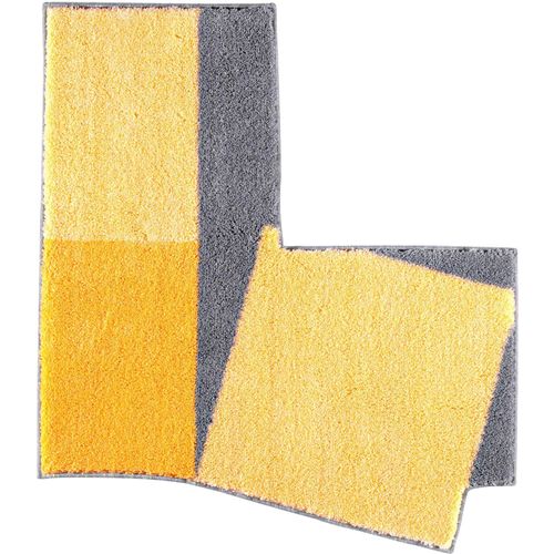 Badematte GRUND Gr. 9, gelb (gelb, grau), WC-Vorleger rechteckigmit Ausschnitt (50cm x 60cm),, Badematten