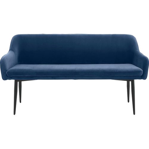 Sitzbank SALESFEVER, blau (blau, schwarz, schwarz), B:160cm H:85cm T:61cm, Polyester, Metall, Sitzbänke, mit Armlehnen und Rückensteppung