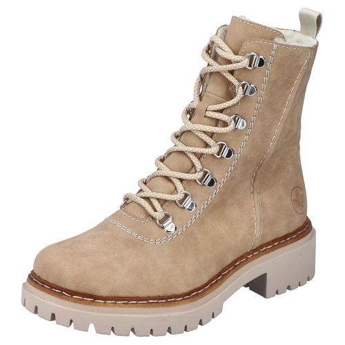 Winterstiefelette RIEKER, Damen, Gr. 40, beige, Lederimitat, klassisch, Schuhe, mit sportiver Schnürung