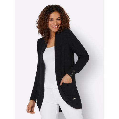 Strickjacke CASUAL LOOKS, Damen, Gr. 46, schwarz, 50% Baumwolle, 50% Polyacryl, unifarben, Strickjacken