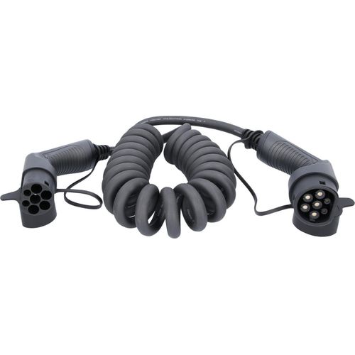 KS-Tools 117.7385 efuturo Spiralladekabel Typ 2 au f Typ 2 Stecker, 3 Phasen, bis zu 22 kW, 32 A, 400