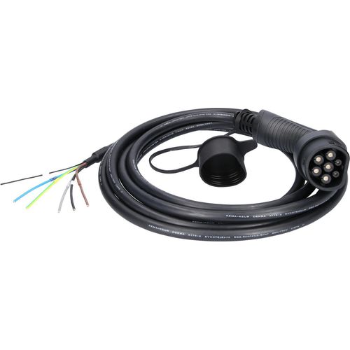 KS TOOLS efuturo Ladekabel gerade Ende offen auf Typ 2 Stecker zum Anschluss an eine WallBox 3 Phasen bis zu 11 kW 16 A 400 V Mode 3 5 Meter - 117.7235