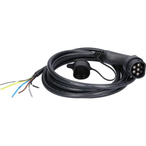 KS TOOLS efuturo Ladekabel gerade Ende offen auf Typ 2 Stecker zum Anschluss an eine WallBox 3 Phasen bis zu 22 kW 32 A 400 V Mode 3 5 Meter - 117.7245