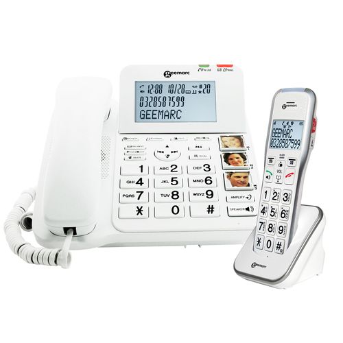 Geemarc, Seniorentelefon mit zusätzlichem Mobilteil AmpliDect Combi 596, Weiß