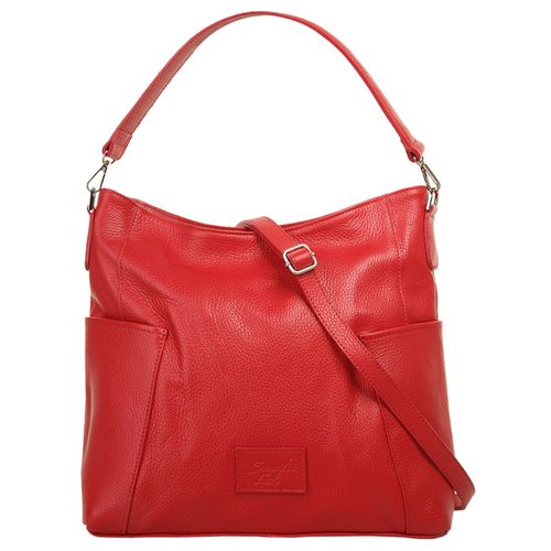 Shopper SAMANTHA LOOK, Damen, Gr. B/H/T: 42cm x 30cm x 14cm onesize, rot, Leder, Strukturmuster, Taschen, echt Leder, Made in Italy