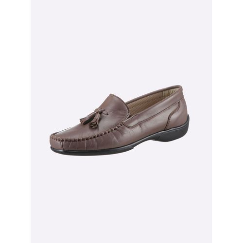 Mokassin CLASSIC, Damen, Gr. 42, grau (taupe), Leder, Glattleder, Basic, Schuhe