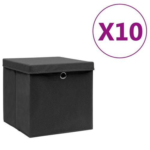 Aufbewahrungsboxen 4 Stk. Vliesstoff 28X28X28 Cm | Anzahl im Paket: 10 | Farbe: Schwarz mit Deckel