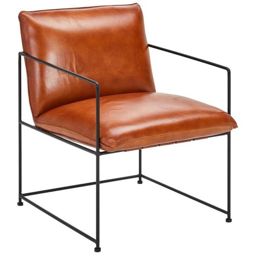 Livetastic Sessel , Braun , Leder , Echtleder , Büffelleder , 58x80x69 cm , Wohnzimmer, Sessel, Polstersessel