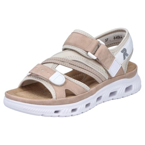 Trekkingsandale RIEKER SPORT, Damen, Gr. 42, rosa (altrosa, creme), Lederimitat, Textil, sportlich, Schuhe, Outdoorsandale, Sommerschuh, Sandale mit praktischen Klettverschlüssen, Topseller