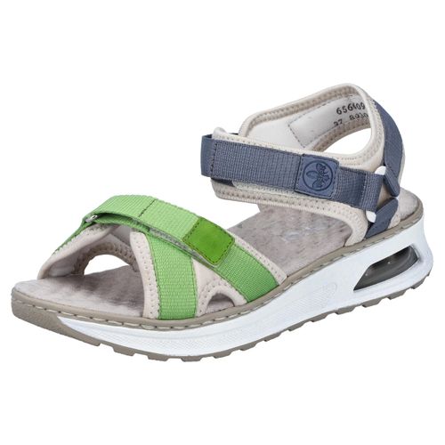 Trekkingsandale RIEKER, Damen, Gr. 37, hellgrün, graublau, beige, Textil, sportlich, Schuhe, mit praktischen Klettverschlüssen