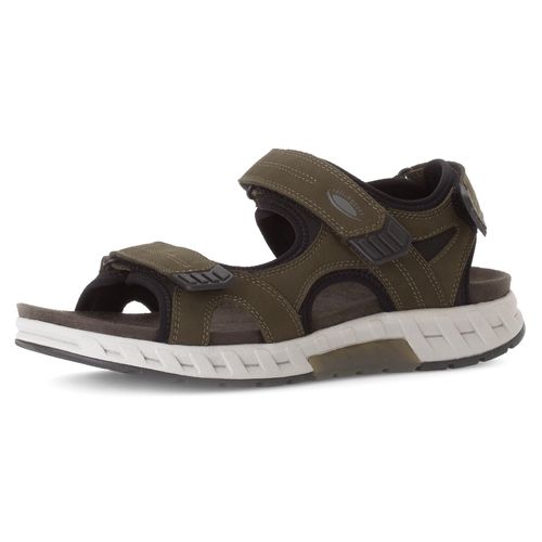 Trekkingsandale GABOR ROLLINGSOFT, Herren, Gr. 45, schwarz (khaki, schwarz), Nubukleder, Textil, sportlich, Schuhe, Sommerschuh, Klettschuh, Freizeitsandale in Komfortweite G (weit)