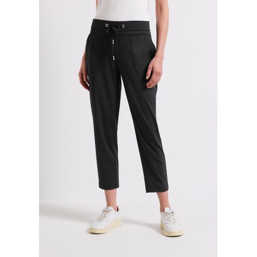 Stoffhose STREET ONE, Damen, Gr. 32, Länge 28, schwarz, Stoff, 82% Polyester, 18% Elasthan, unifarben, casual, loose fit knöchelfrei, Hosen, Middle Waist