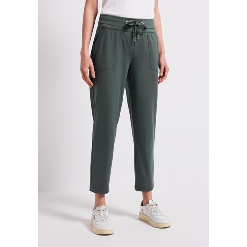 Stoffhose STREET ONE, Damen, Gr. 46, Länge 28, grün (marshy grün), Stoff, 82% Polyester, 18% Elasthan, unifarben, casual, loose fit knöchelfrei, Hosen, Middle Waist