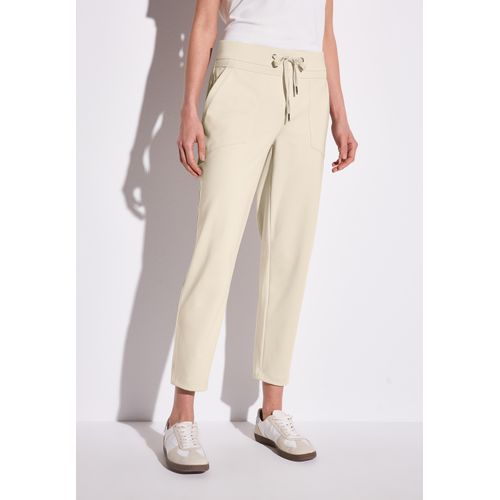 Stoffhose STREET ONE, Damen, Gr. 34, Länge 28, moonstone sand, Stoff, 82% Polyester, 18% Elasthan, unifarben, casual, loose fit knöchelfrei, Hosen, Middle Waist