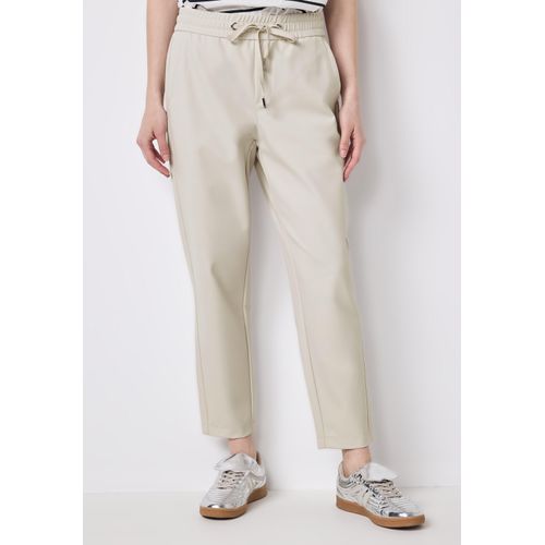 Jogger Pants STREET ONE STUDIO, Damen, Gr. 42, Länge 28, moonstone sand, Stoff, 88% Polyamid, 12% Elasthan, unifarben, casual, comfort fit knöchelfrei, Hosen, mit Elastikbund