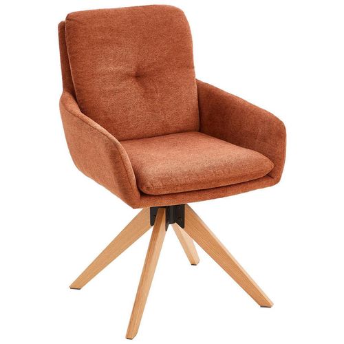 Livetastic Armlehnstuhl , Rost , Holz, Metall, Textil , Eiche , massiv , Füllung: Schaumstoff , konisch , 59x91x65 cm , Esszimmer, Stühle,