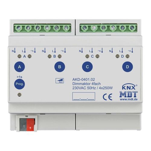 MDT technologies Dimmaktor 4-fach 6TE REG 250W, 230VAC AKD-0401.02)