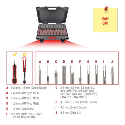 KS Tools Entriegelungswerkzeug-Satz, 10-teilig für Opel / GM Steckkontakte (154.0155)