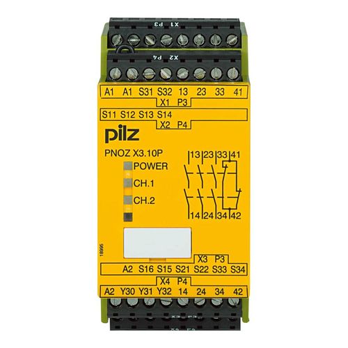 Pilz Not-Aus-Schaltgerät 24ACDC 3n/o 1n/c 1so PNOZ X3.10P, 777314)