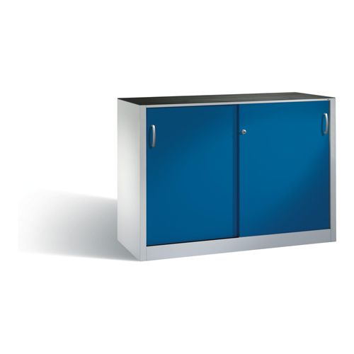 C+P Werkzeug-Beistellschrank mit Schiebetüren, innen 2 x 1 Boden, H1000xB1600xT400mm Front Enzianblau Korpus Lichtgrau ; C + P Möbelsysteme (2146-09|S10046)