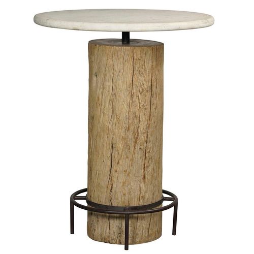 Tisch Home ESPRIT Weiß natürlich Marmor Teakholz 90 x 90 x 114 cm