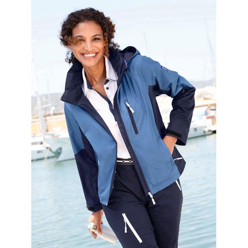 Funktionsjacke CASUAL LOOKS, Damen, Gr. 38, blau (mittelblau, marine), 100% Polyester, Kragen:100% Polyester, gemustert, mehrfarbig, Langarm, Jacken