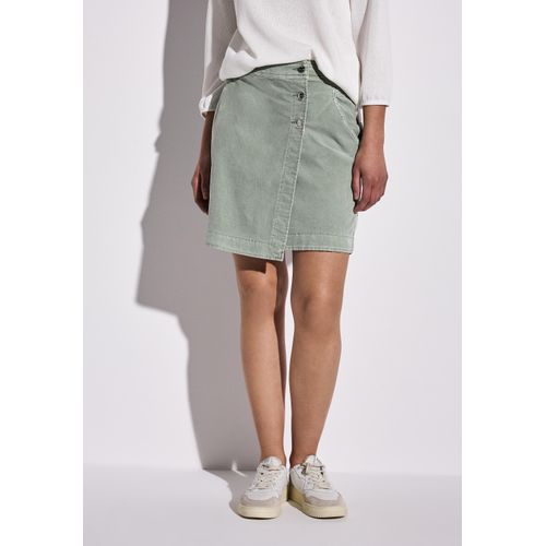 Minirock STREET ONE, Damen, Gr. 38, dusty milky grün, Web, 98% Baumwolle, 2% Elasthan, unifarben, casual, comfort fit knielang, Röcke, aus Baumwolle mit Stretchanteil