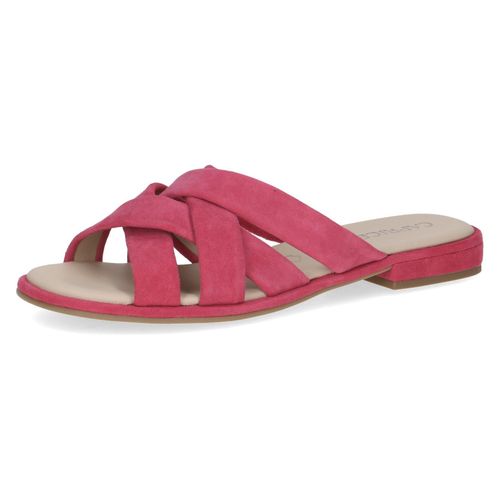 Pantolette CAPRICE, Damen, Gr. 38, pink (fuchsia), Veloursleder, unifarben, klassisch, Schuhe, Blockabsatz, Sommerschuh, Schlupfschuh mit Kreuzbandage