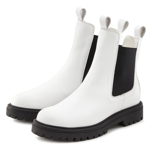 Stiefelette ELBSAND, Damen, Gr. 39, weiß, Obermaterial: 100% Rindsleder. Futter: 100% Synthetik. Decksohle: 100% Synthetik. Laufsohle: 100% Synthetik, unifarben, casual, Schuhe, Chelseaboots, Schlupfstiefel, Bikerboots aus Leder