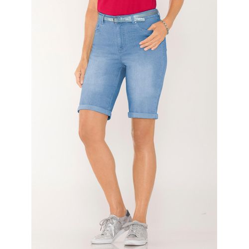 Jeansbermudas CASUAL LOOKS, Damen, Gr. 50, Normalgrößen, blau (blau, bleached), 81% Baumwolle, 17% Polyester, 2% Elasthan, unifarben, kurz, Jeans