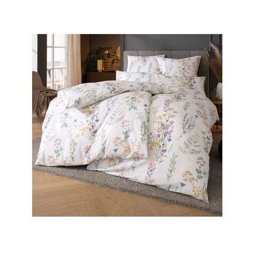 Bettwäsche ESTELLA Gr. 1, beige (ecru), B/L: 135cm x 200cm, 3-teilige Garnitur St., 3-teilige Garnitur St., Mako-Satin, B/L: 80cm x 80cm, Mako-Satin, 100% Baumwolle, Bettwäsche