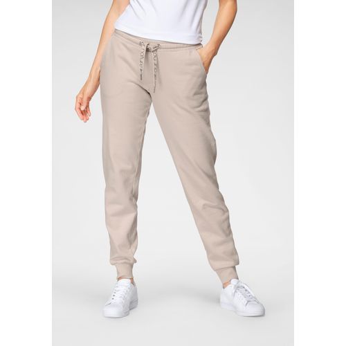 Sweathose OTTO PRODUCTS, Damen, Gr. 44, N-Gr, beige, angeraute Sweatware, Obermaterial: 100% Baumwolle, unifarben, aufgeraut, casual, figurbetont lang, Hosen Jogger-Pants, GOTS zertifiziert - aus Bio-Baumwolle -