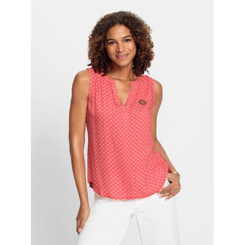 Blusentop CASUAL LOOKS, Damen, Gr. 46, orange (koralle, weiß, bedruckt), 100% Viskose, gemustert, mehrfarbig, Rundhals, ohne Ärmel, Blusen