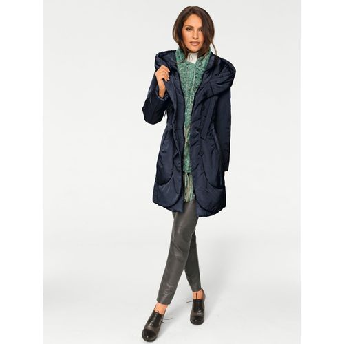 Parka HEINE, Damen, Gr. 42, blau (marine), 90% Polyester, 10% Polyamid, 90% Polyester, 10% Polyamid, Füllung:100% Polyester, unifarben, Langarm, Jacken