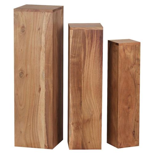 Mid.you Beistelltischset , Akazie , Holz , 3-teilig , Akazie , massiv , quadratisch , 85x24.5x24.5 cm , Wohnzimmer, Wohnzimmertische, Blumenständer